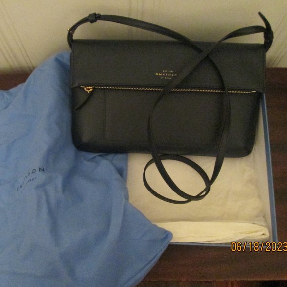 Smythson Handbags - Smythson Navy Crossbody Bag New Roomy